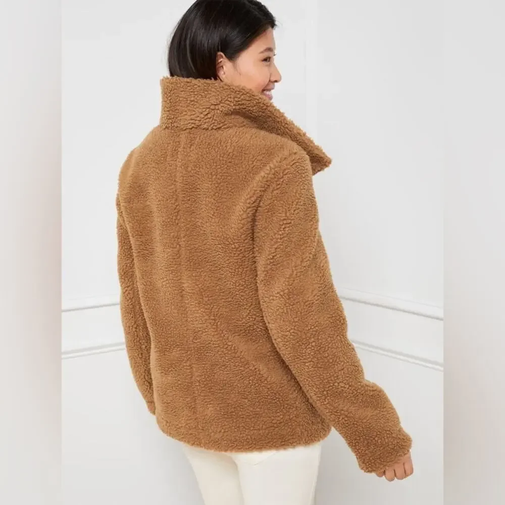 Talbots Faux Shearling Teddy Coat brown size XS - Picture 2 of 10